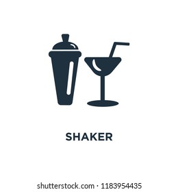 Shaker icon. Black filled vector illustration. Shaker symbol on white background. Can be used in web and mobile.
