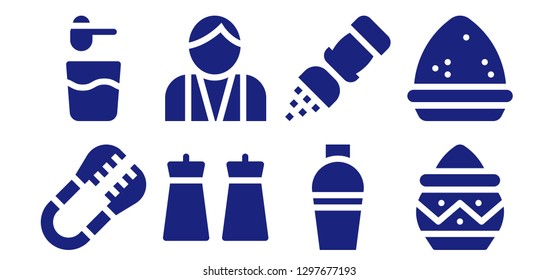  shaker icon set. 8 filled shaker icons. Simple modern icons about  - Tongs, Powder, Salt, Bartender, Shaker