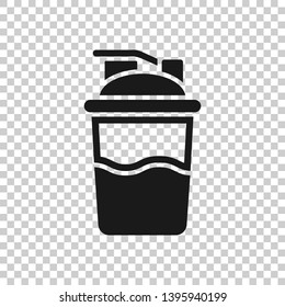 Shaker icon in transparent style. Sport bottle vector illustration on isolated background. Fitness container business concept.