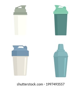 Shaker icons set. Flat set of shaker vector icons isolated on white background
