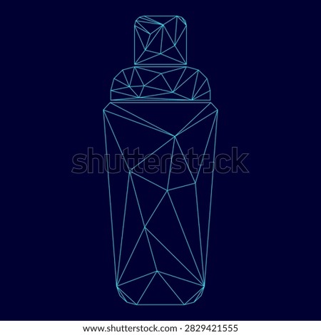 Shaker low poly triangulation triangulated polygonal electric cyan blue vibrant aqua neon color vector illustration image outline contour line style