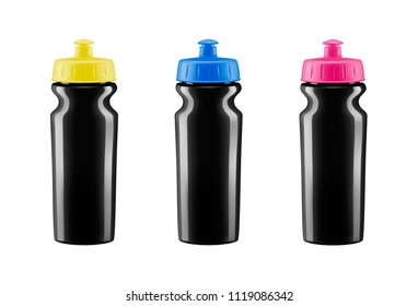 Shaker for protein shake in vector.Bicycle bottle in vector.Sport water bottle in vector.