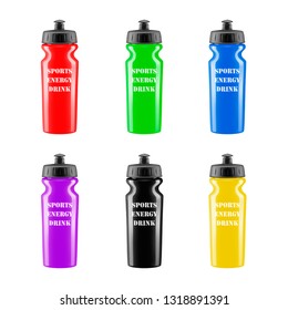 Shaker for protein shake in vector.Bicycle bottle in vector.Sport water bottle in vector.