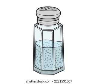 Agitar la sal aislada sobre un fondo blanco. Ilustración vectorial.