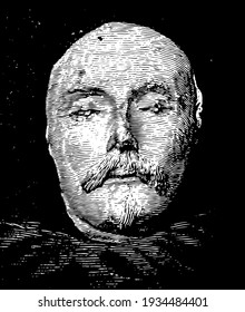 Shakespeare Death Mask (Frontal View), Vintage Illustration