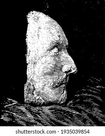 Shakespeare Death Mask (Right Side), Vintage Illustration