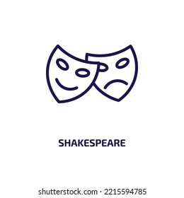 shakespeare icon from education collection. Thin linear shakespeare, famous, william outline icon isolated on white background. Line vector shakespeare sign, symbol for web and mobile