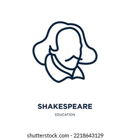 shakespeare icon from education collection. Thin linear shakespeare, famous, cartoon outline icon isolated on white background. Line vector shakespeare sign, symbol for web and mobile