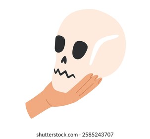 Shakespeare icon. Hamlet skull monologue sign. Classic theater and drama symbol. Artistic stage performance. Theatre Day stickers. Flat Vector illustration isolated on white background