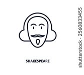 shakespeare outline icon.  Thin line icon from education collection. Editable vector isolated on white background