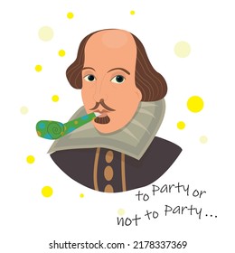 Shakespeare with a straw in his mouth. funny holiday card