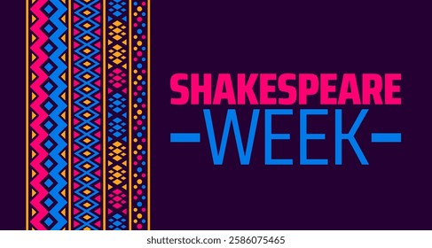 Shakespeare Week background banner or poster design template. observed every year in March. Holiday concept. Use to any Template, card, poster, placard, template.