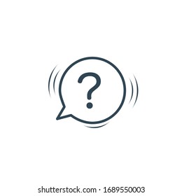 Shaking chat bubble and question mark. FAQ icon woth chat bubble. Communication concept. Stock vector illustration isolated on white background.