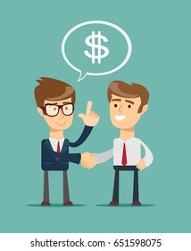 Shaking for dollars. Stock vector illustration for poster, greeting card, website, ad, business presentation, advertisement design