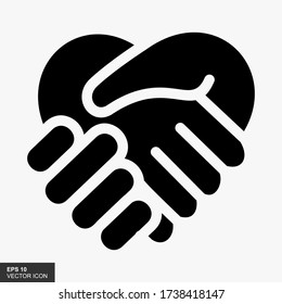 Shaking Hand icon in trendy flat style isolated on white background.Handshake Heart Symbol Icon. Vector Illustration