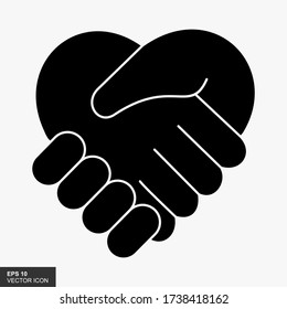 Shaking Hand icon in trendy flat style isolated on white background.Handshake Heart Symbol Icon. Vector Illustration