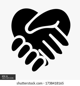 Icono de la mano de agitación en estilo plano de moda aislado en fondo blanco.Icono de símbolo del corazón de apretón de manos. Ilustración vectorial