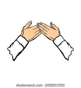 shaking hands with both hands touching to apologize physically and mentally in Islam vector illustration