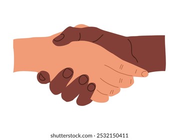 Shaking hands. Business partners handshake. Partnership, deal, agreement, respect and cooperation, professional communication concept. Vector illustration isolated on white background.