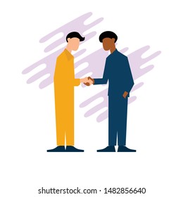 Shaking hands of business partners illustration. Template for banner or infographics. Vector illustration.