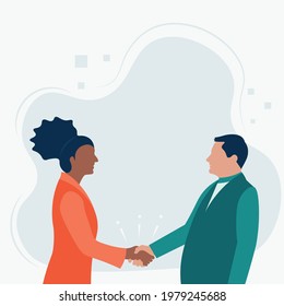 Shaking Hands Business Vector Illustration With Abstract Rays