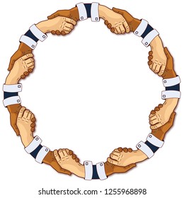 Shaking hands in a circle