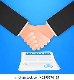 Shaking hands. Contract agreement. Successful transaction. Vector stock illustration.