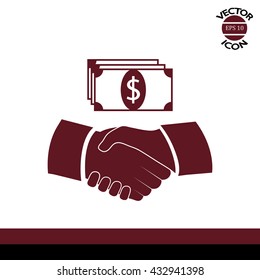 shaking hands. dollar sign