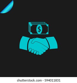 shaking hands. dollar sign