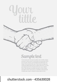 Shaking hands, halftone template, background. Human hands. Making deal template. - stock vector