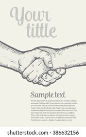 Shaking hands in halftone template, vectort illustration