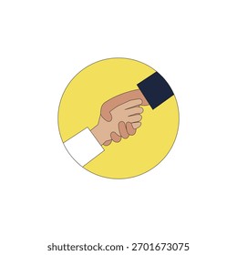 Händeschütteln Symbol, Vektorgrafik auf weißem Hintergrund. Teams von Leuten, die ihre Hand an Vereinbarungen und Geschäftsabschlüssen schütteln.