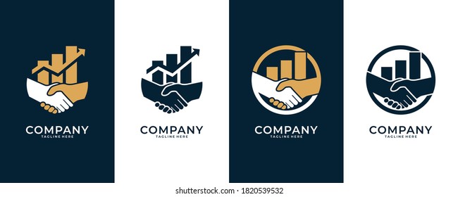 shaking hands and level logo design, good use for financial and business consulting logo