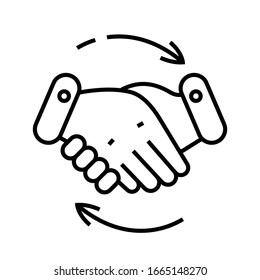 Shaking hands line icon, concept sign, outline vector illustration, linear symbol.