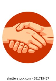 shaking hands on a background of a circle logo vector
