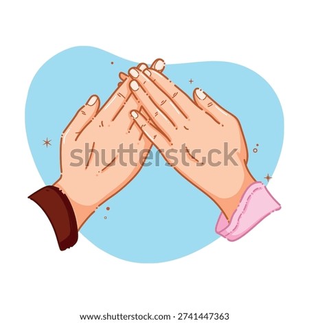 Shaking hands Together as a gesture of apology, forgiveness, respect, and reconciliation. Suitable for religious or sosial themes.