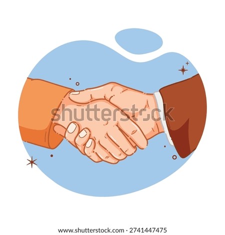 Shaking hands Together as a gesture of apology, forgiveness, respect, and reconciliation. Suitable for religious or sosial themes.