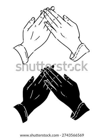 Shaking hands Together as a gesture of apology, forgiveness, respect, and reconciliation on line art and silhouette style. Suitable for religious or sosial themes.