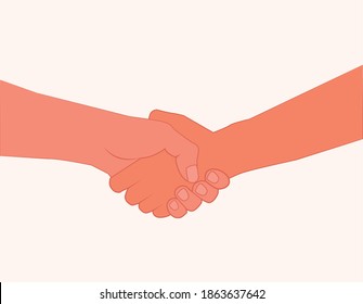 Shaking hands of two people. Agreement. Two hands gestures. Hands handshake vector illustration. Helping each other. meet by hand flat design. meeting, partnership, friendship