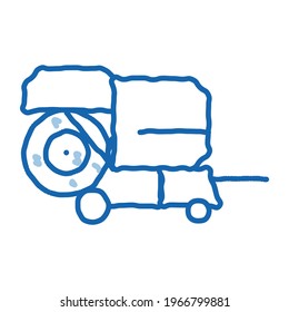 Shaking Harvester Vehicle sketch icon vector. Hand drawn blue doodle line art isolated symbol illustration