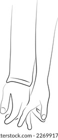Sacudiendo. Sostén la mano de otro. Dos manos tocándose entre ellas. Encuentro, asociación, apoyo, amistad, acuerdo, amor, amantes. ilustración de línea manual. dibujo de línea. icono de esquema
