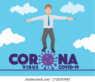 shaking man standing on virus COVID-19, Coronavirus concept