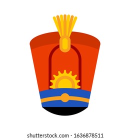 Shako Hussar cap retro soldier. Guardsman vintage hat. vector illustration