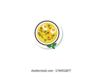 Ilustración vectorial de huevo Shakshuka aislada en fondo blanco.