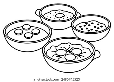 Shakshuka Line Art Ilustración detallada