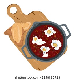 shakshuka vector illustration on a white background.