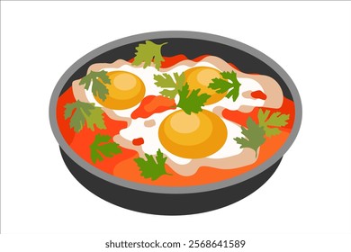 Shakshuka. Vector simple color flat illustration.