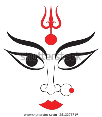 Shakti face vector icon. Lord Durga face icon. Navratri Dussehra Indian festival, maa Durga face. vector illustration.