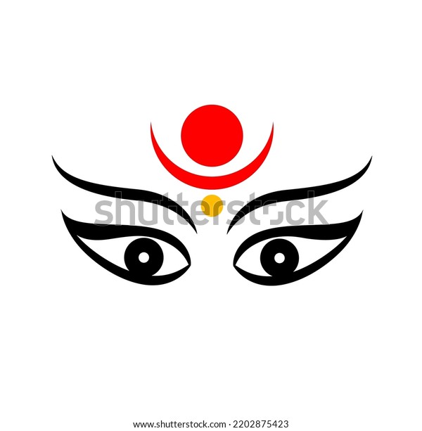 Shakti face\
vector icon. Lord Durga face\
icon.