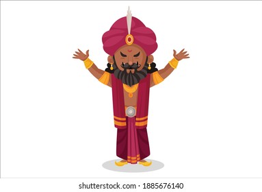 Shakuni is laughing loudly. Vector graphic illustration. Individually on a white background.